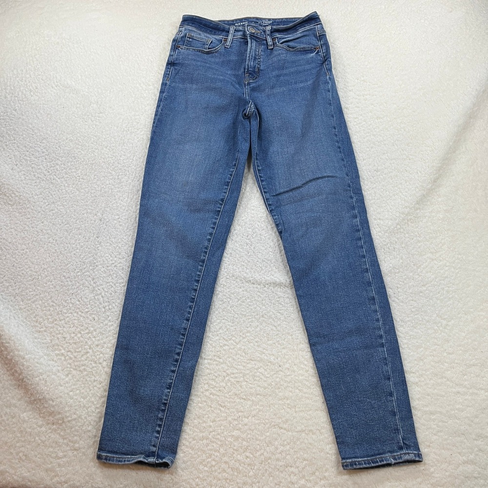 Old Navy Jeans Womens 4 Tall Blue OG Straight High Rise Extra Stretch 7251